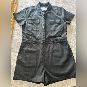 Outerknown Black Utility Shortall Romper